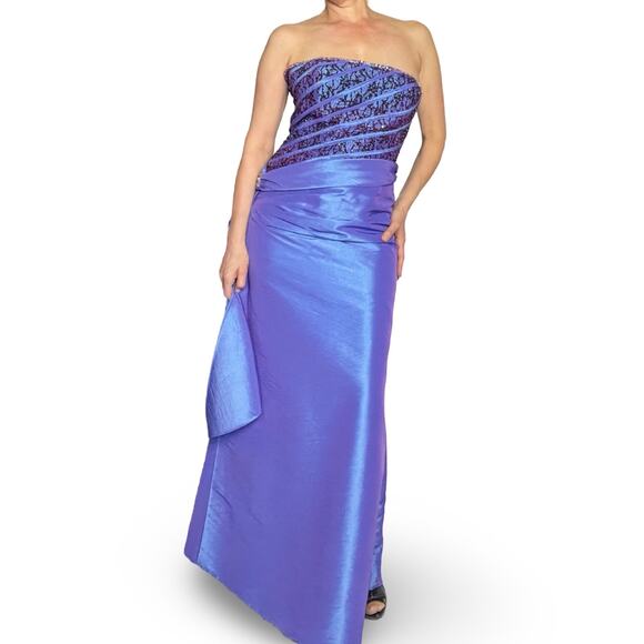 Maggie Sottero Flirt Evening Gown | Iridescent Purple Taffeta | Size 10 | Y2K - Picture 11 of 15
